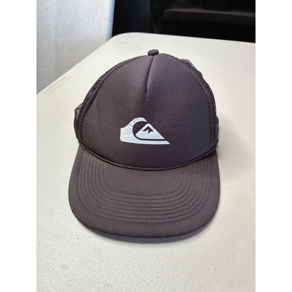 Vintage Quiksilver Trucker Hat Otto Black Mesh Snapback Surf Skate Cap 8903
